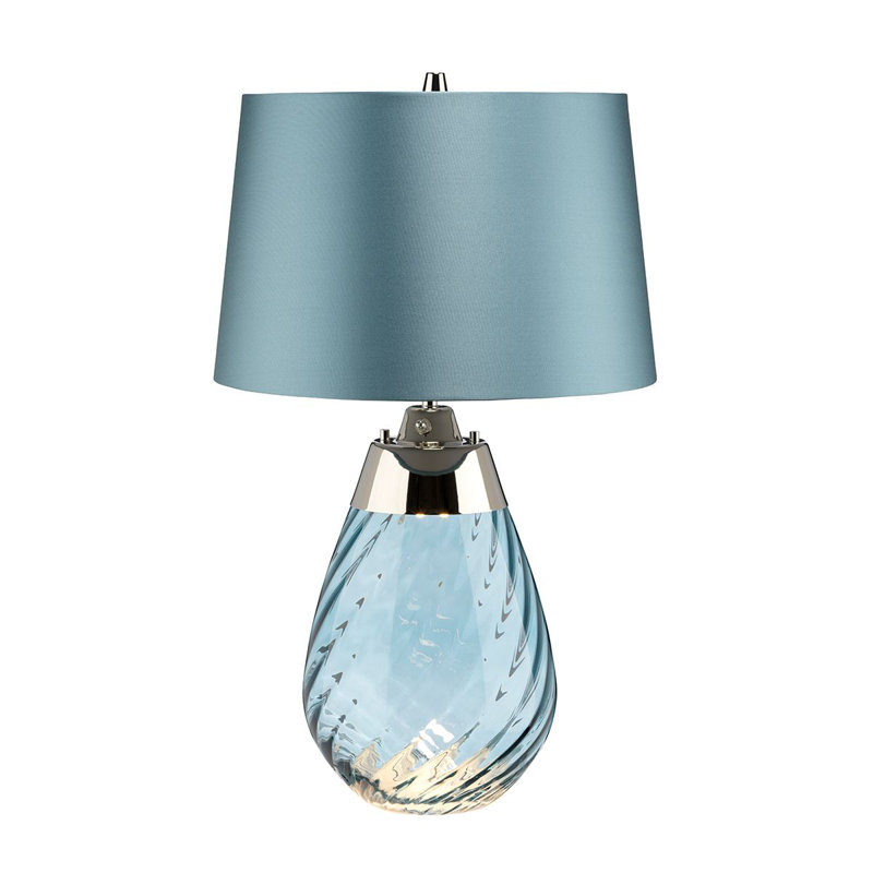 Lampe de table Lena, H 24 po x l 13,75 po x P 13,75 po, Bleu / nickel poli, Bleu canard