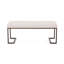 Banc rembourré à boutons beige et bronze, pièce intérieure moderne, structure ouverte, lignes droites, pieds à finition lisse, pi