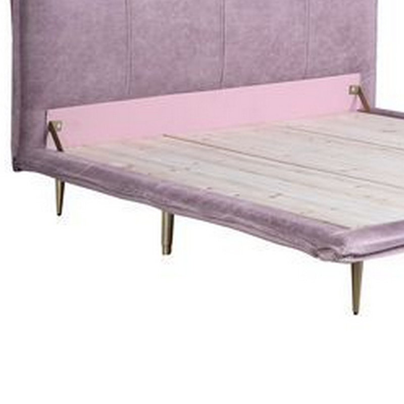 Lit plateforme en tissu d'ameublement, Rose, Très grand