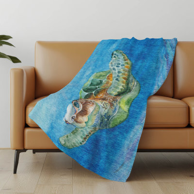 Addison Machine Washable Sherpa Turtle Throw Blanket