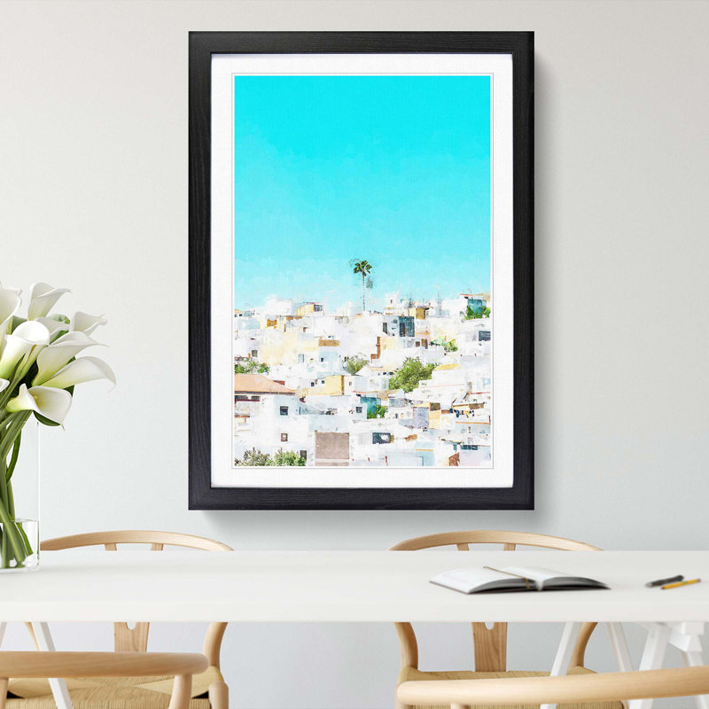 Rooftops in Montecorto Spain in Abstract - Framed Print, Black, 60cm H x 40cm W x 2cm D