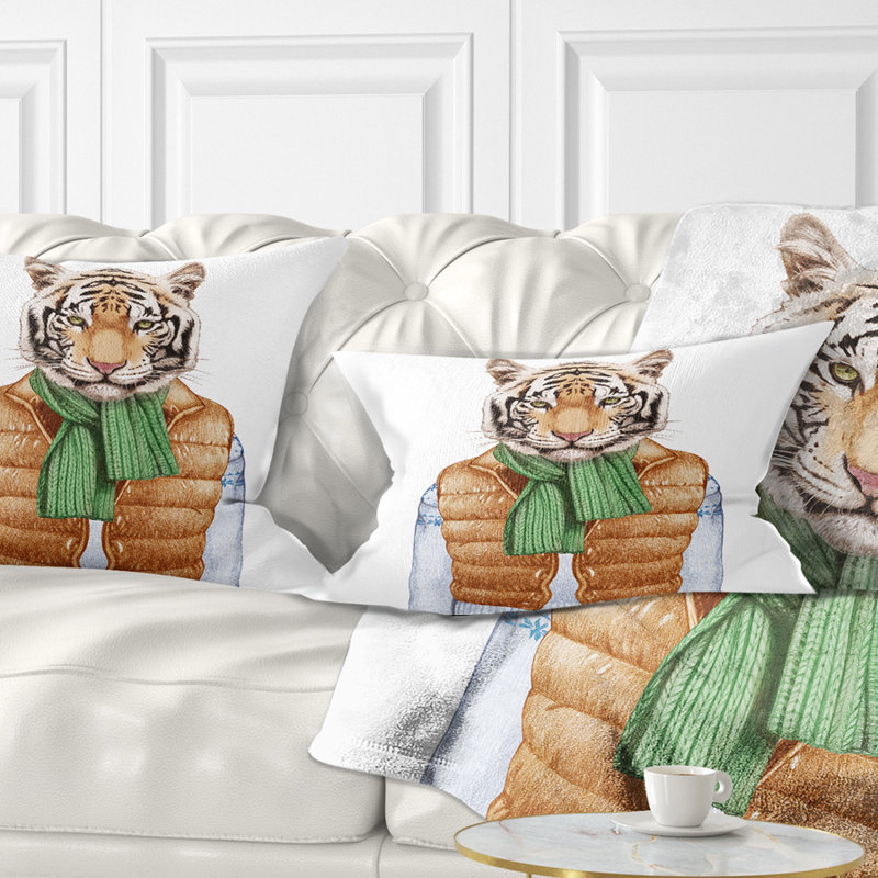 Tigre dans un gilet et un chandail - Coussin décoratif imprimé animal