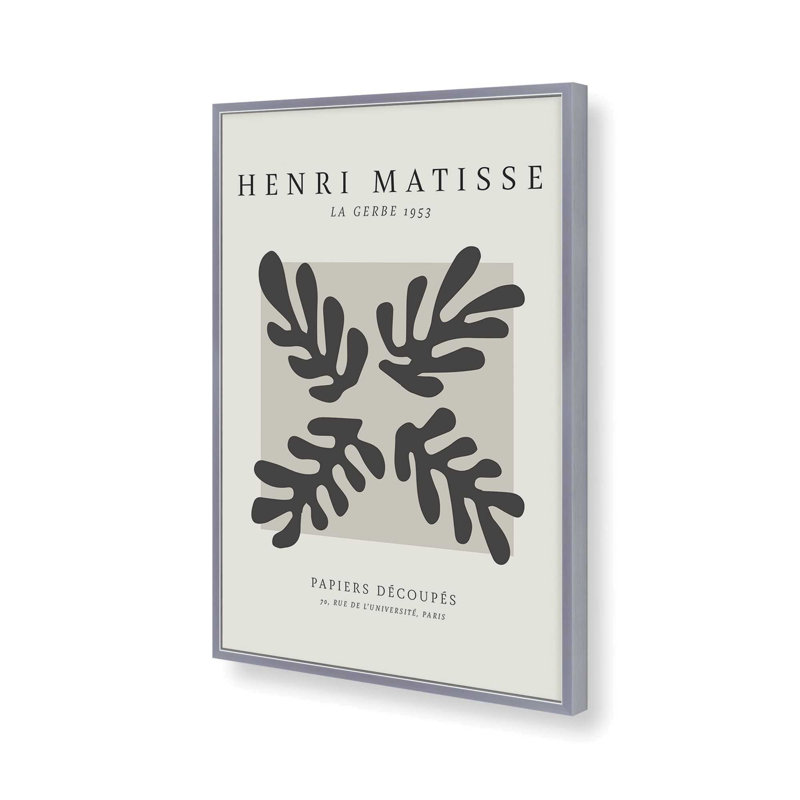 La Gerbe en noir Matisse, reproduction d'affiche dans un cadre en érable, 10 po x 8 po, H 21,25 po x l 17,25 po, Chrome poli