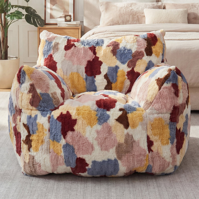 Pouf géant pour adultes avec coussin de soutien lombaire, en mousse mémoire et recouvert de fausse fourrure, idéal pour le salon, la chambre, le dortoir ou le bureau.