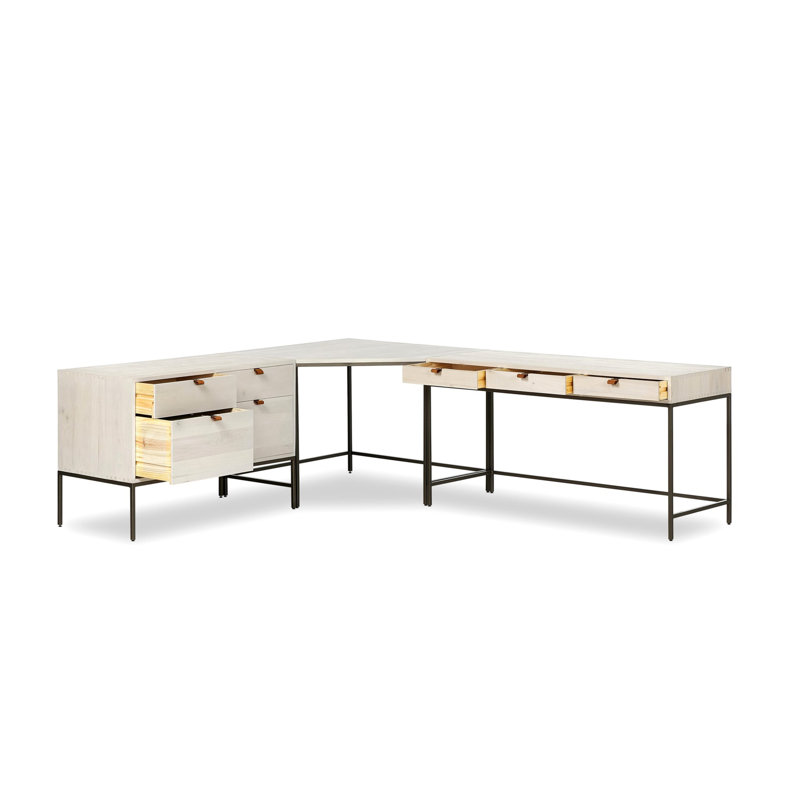 Trey Solid Wood Modular L-Shaped Executive Desk, Dove Poplar