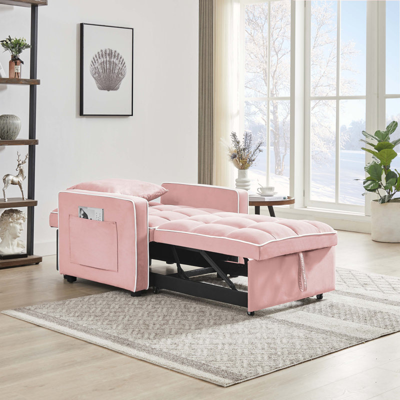 Trois-en-un Canapé-lit Canapé-lit pliant Canapé-lit ajustable, Velours rose