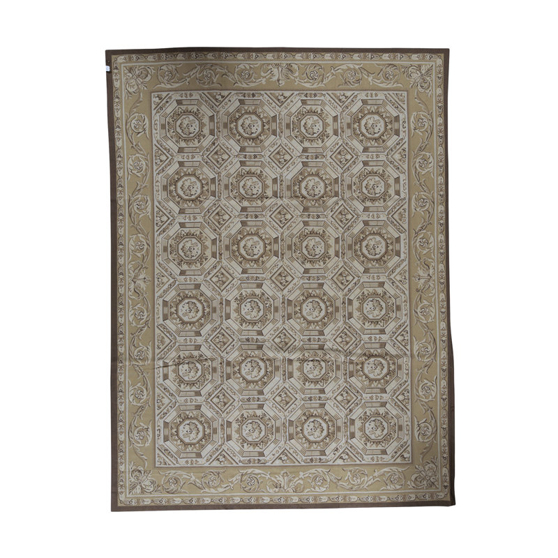 Tapis beige et ivoire de haute qualité noué à la main