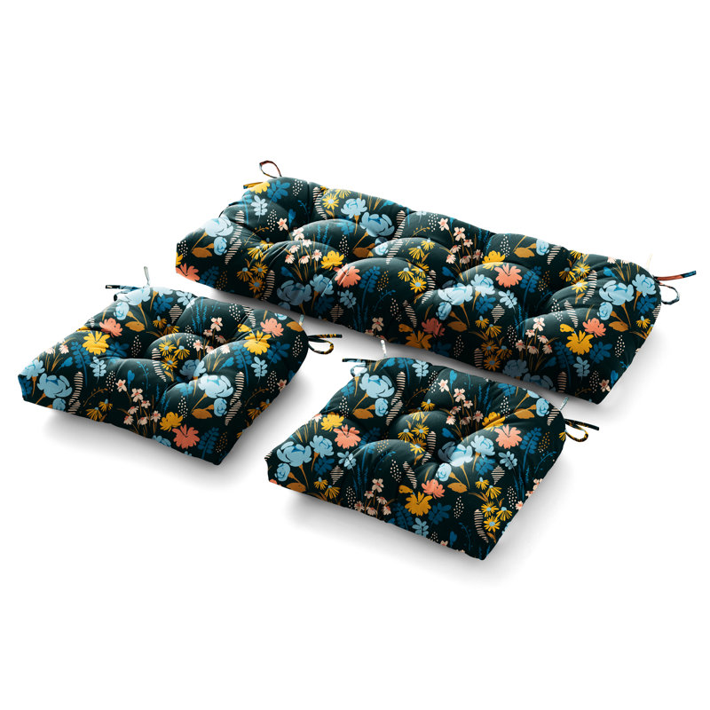 Outdoor 5'' Seat / Back Cushion, Black Floral 2