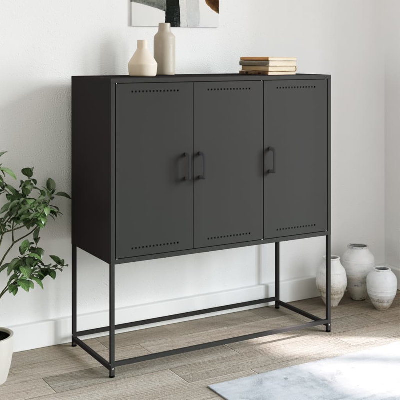 Buffet haut industriel rectangulaire en acier noir 39,6 po x 15,4 po x 42,1 po vidaXL, Noir