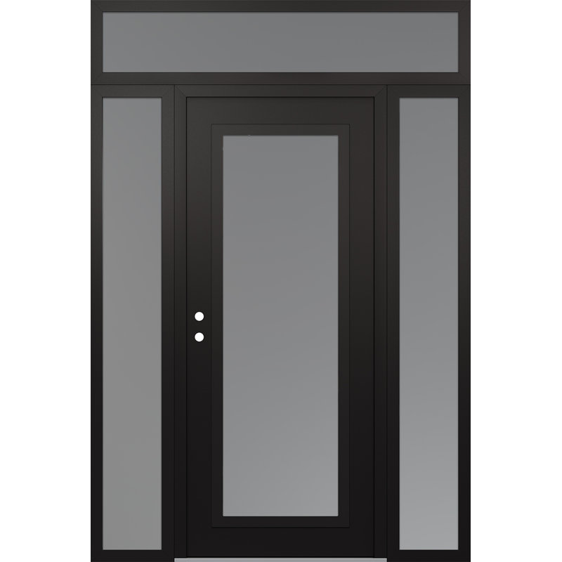 Panneau d'entrée en acier noir et blanc avec 2 panneaux latéraux et porte d'entrée avant suspendue, Oui