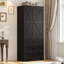 Armoire de style champêtre avec éclairage DEL, meuble de rangement autoportant pour chambre à coucher avec garde-robe et 3 tiroirs-137434167