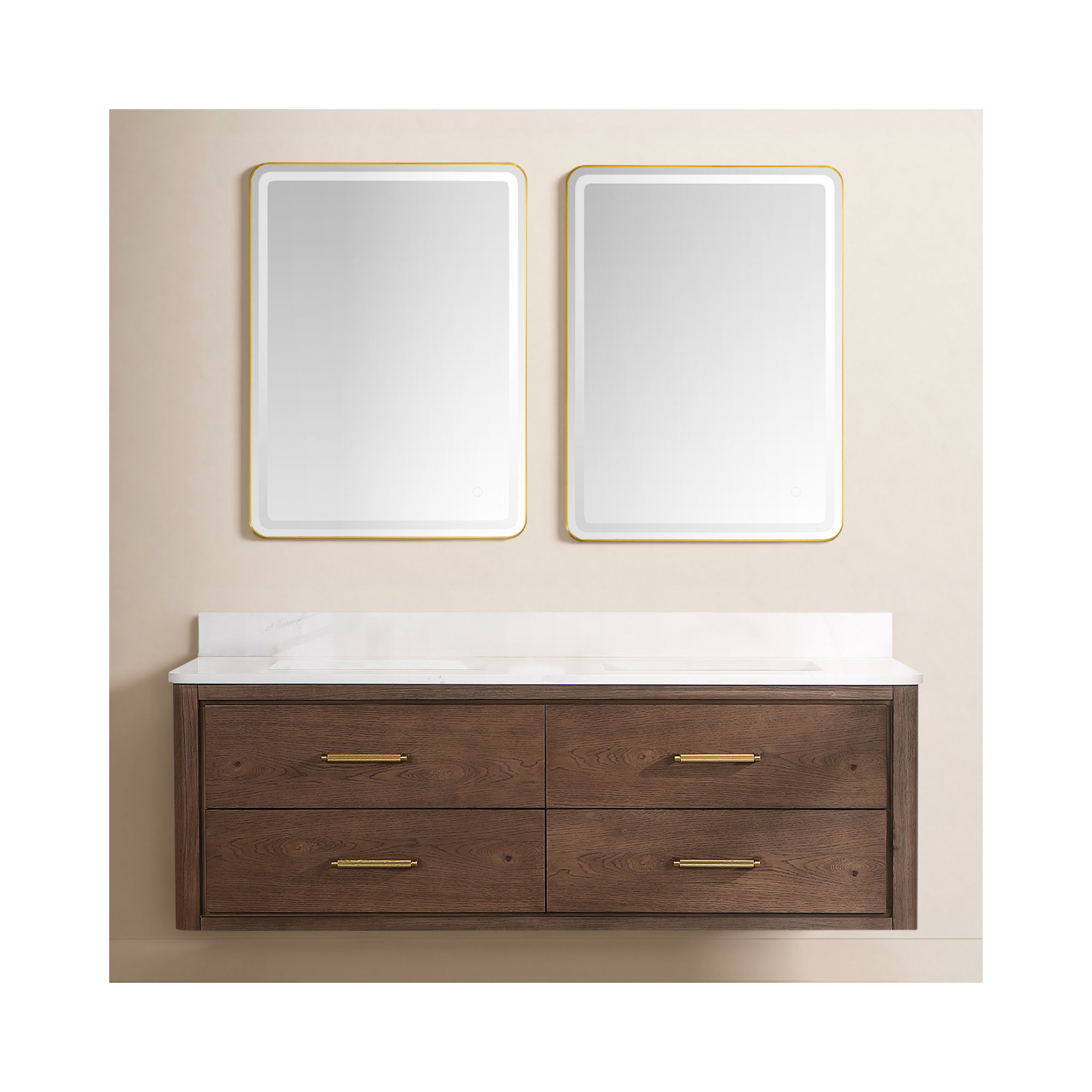 Cristo 60'' Double Bathroom Vanity, Dark Brown Oak