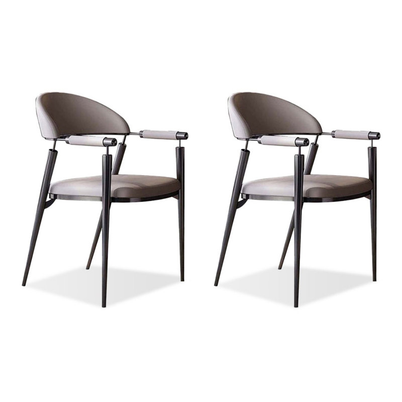 Chaise d'appoint moderne à dossier solide gris (ensemble de 2)