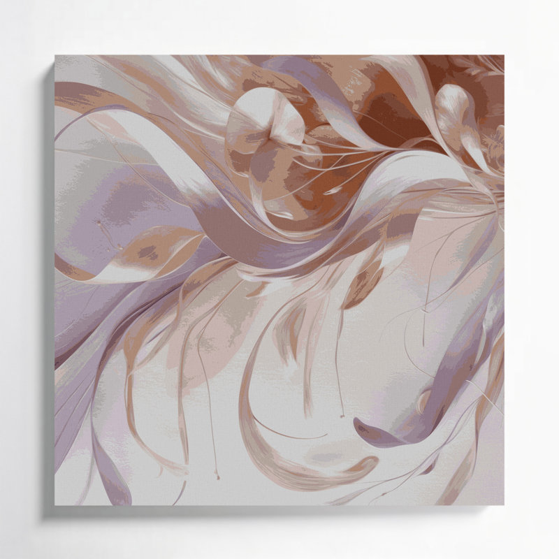 Lyrical Abstraction 73 Beige Canvas Wall Art, 12" H x 12" W