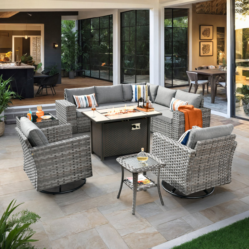 Baili 7 - Person Outdoor Seating Group With Cushions, Gray