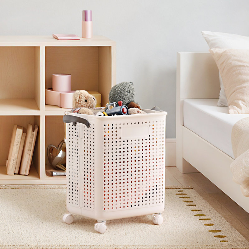Paniers à linge pliables, panier à linge à roulettes, panier à linge pliable en plastique, 65 L