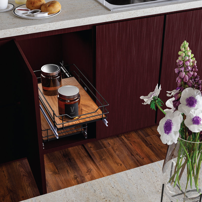 Tiroir de rangement pour garde-manger, Argenté / Brun, L 12 po x P 20 po