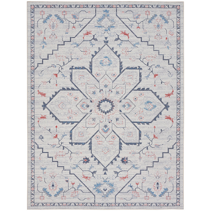 Oriental Machine Washable Area Rug in Gray, Rectangle 7'10" x 9'10"