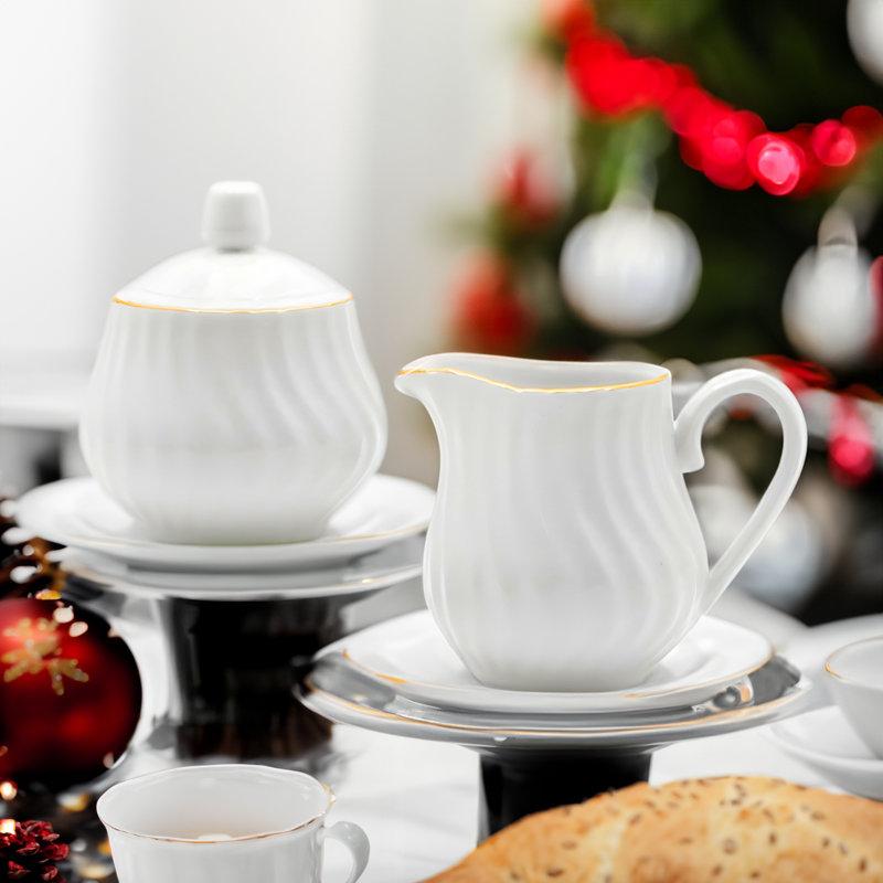 Ensemble de pots à sucre et à crèmes en porcelaine blanche Hertford