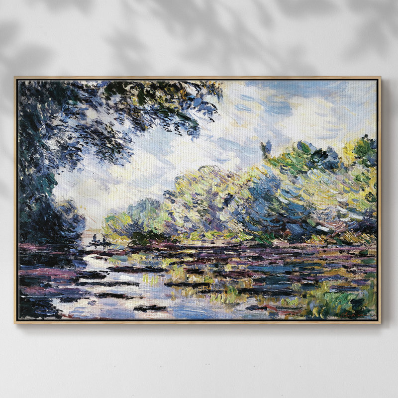 Section de la seine, près de Giverny, 1885, reproduction sur toile encadrée, H 17 po x l 25 po x P 2 po, Naturel