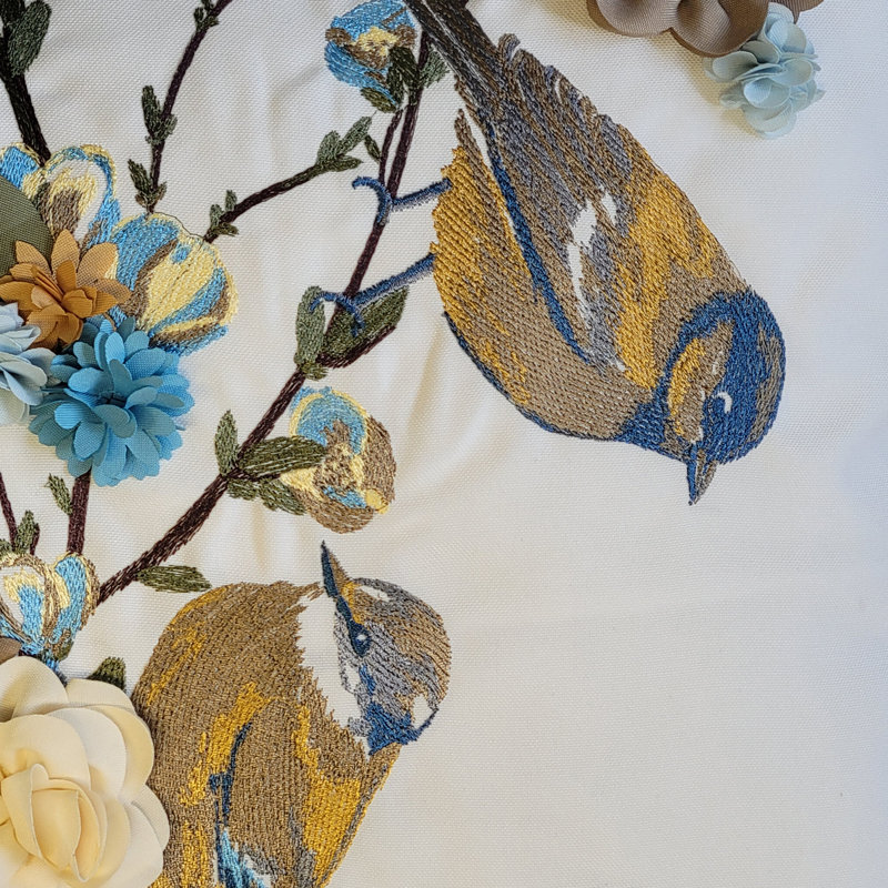 Embroidered Outdoor Reversible Throw Pillow