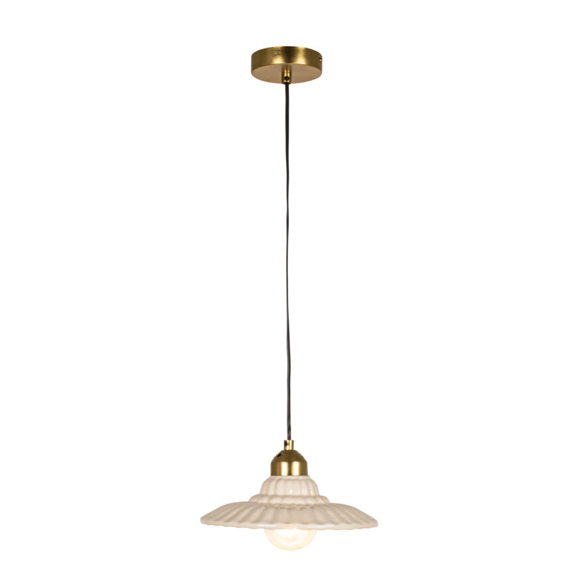 Elegant Stoneware Pleated Pendant Lamp