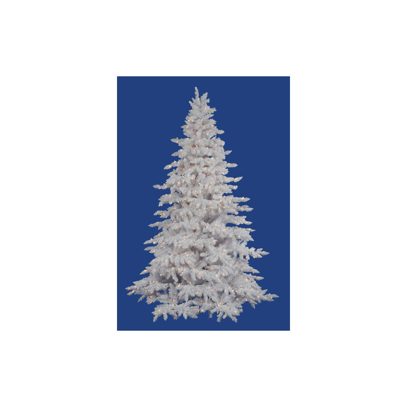 Lighted Artificial Spruce Christmas Tree, 6.5' H, Clear/White