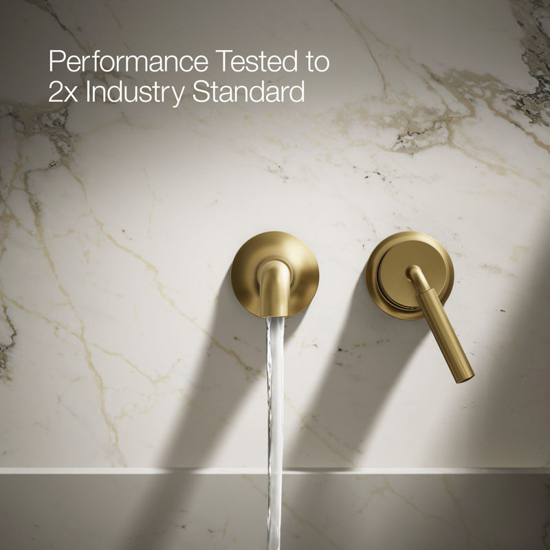 Tone Wall-Mount Single-Handle Bathroom Sink Faucet, Vibrant Brushed Moderne Brass