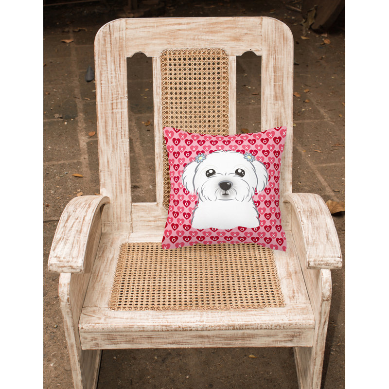 Coussin décoratif intérieur/extérieur schnauzer hearts, 18 po x 18 po, Maltais