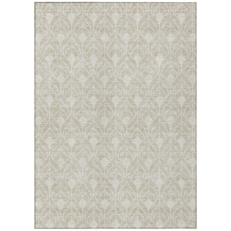 Tapis intérieur / extérieur beige géométrique lavable 10 pi x 14 pi HomeRoots