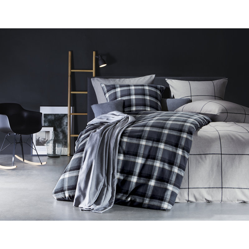 100% Cotton Duvet Cover Set, Double, Stone Grey
