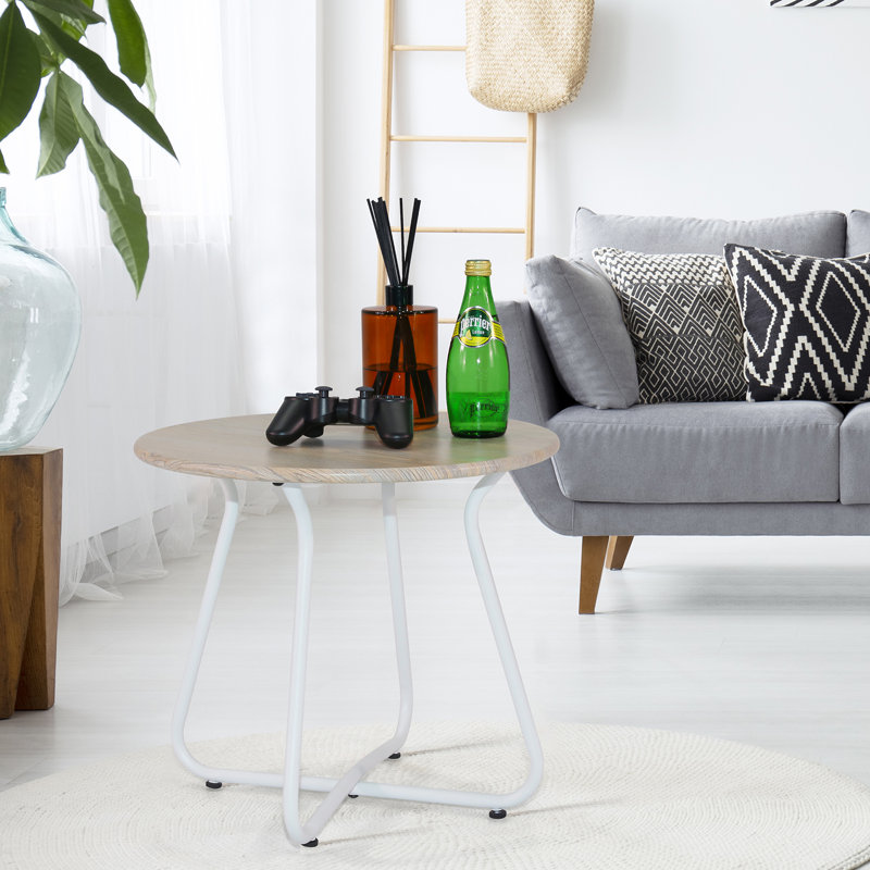 Table d'appoint Nataliya, Bouleau clair, Blanc