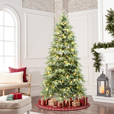 6.5Ft Pre-Lit Green PE Branches Artificial Spruce Christmas Tree with Stand