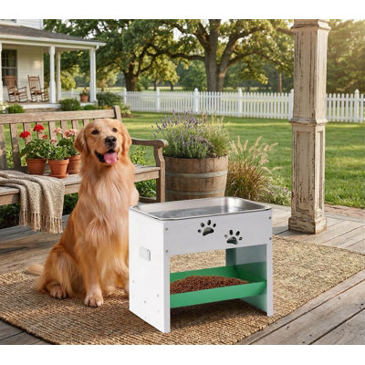 Adjustable Elevated Stainless Steel Dog Bowl Stand & Automatic Water Dispenser Combo, Protects Joints, Easy Clean