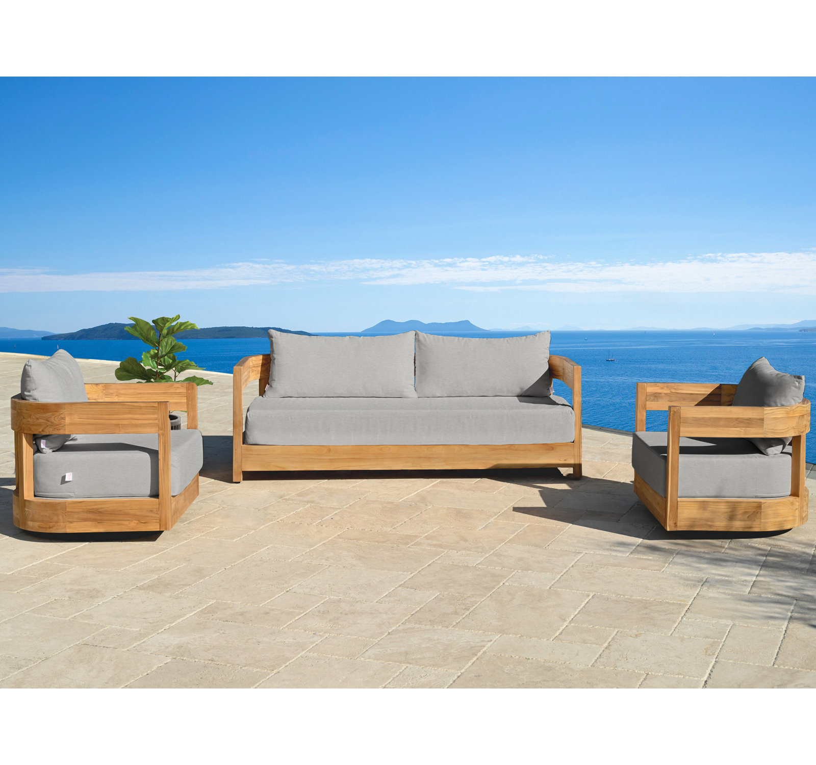 Everlee 5-Person Teak Patio Seating Group, Gray