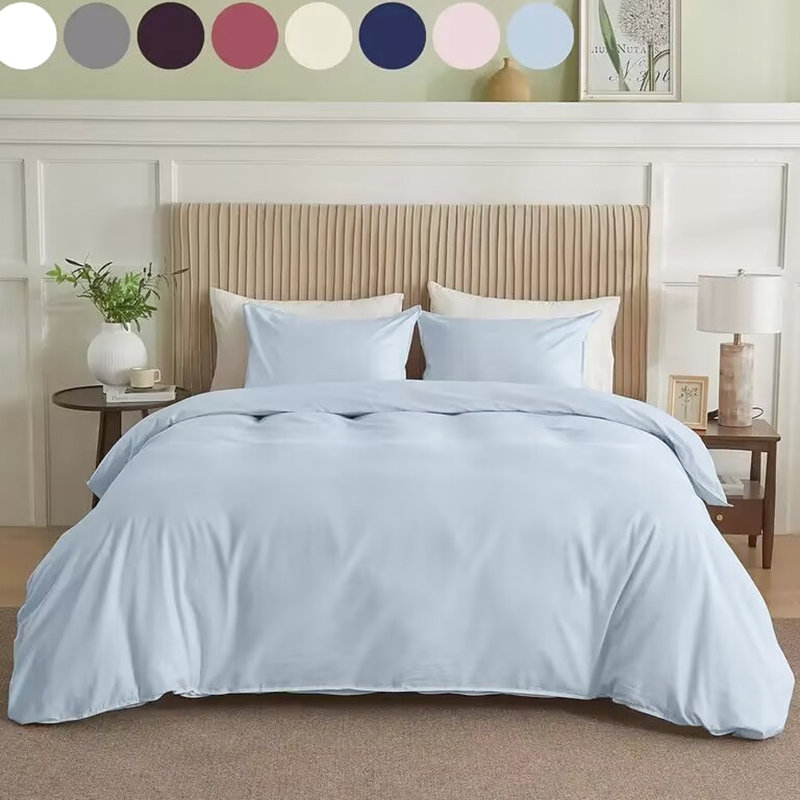 Housse de couette pour grand lit bleu, mélange de coton doux, coutures respirantes et renforcées pour la longévité, boulochage après le lavage, convient à différentes tailles de lit, taille de teinture sécuritaire, propriétés de peau, confortable,