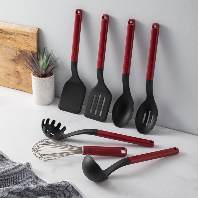 KitchenAid 7pc Utensil Set, Empire Red, Heat Resistant Cooking Utensils, Non-Stick Safe with Durable Handles
