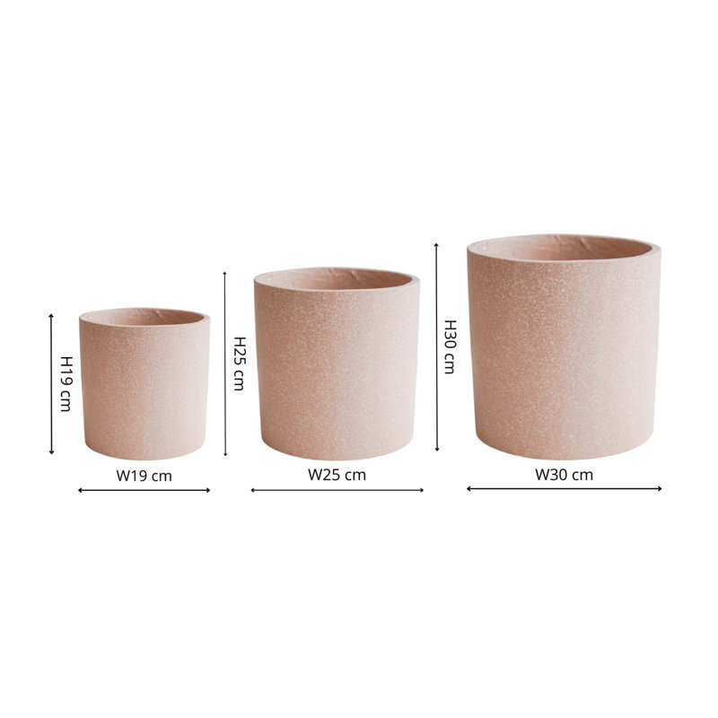 Valetta Three Indoor Cement Plant Pots, Blush