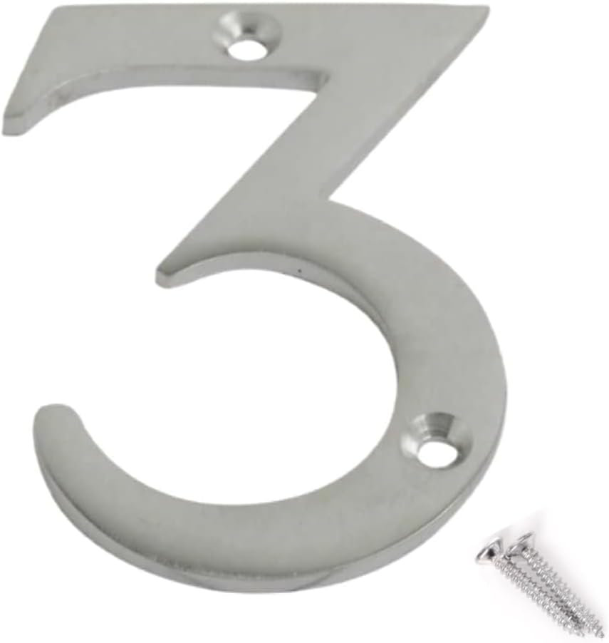 Satin Chrome Door Numbers 3inch 7.5 H