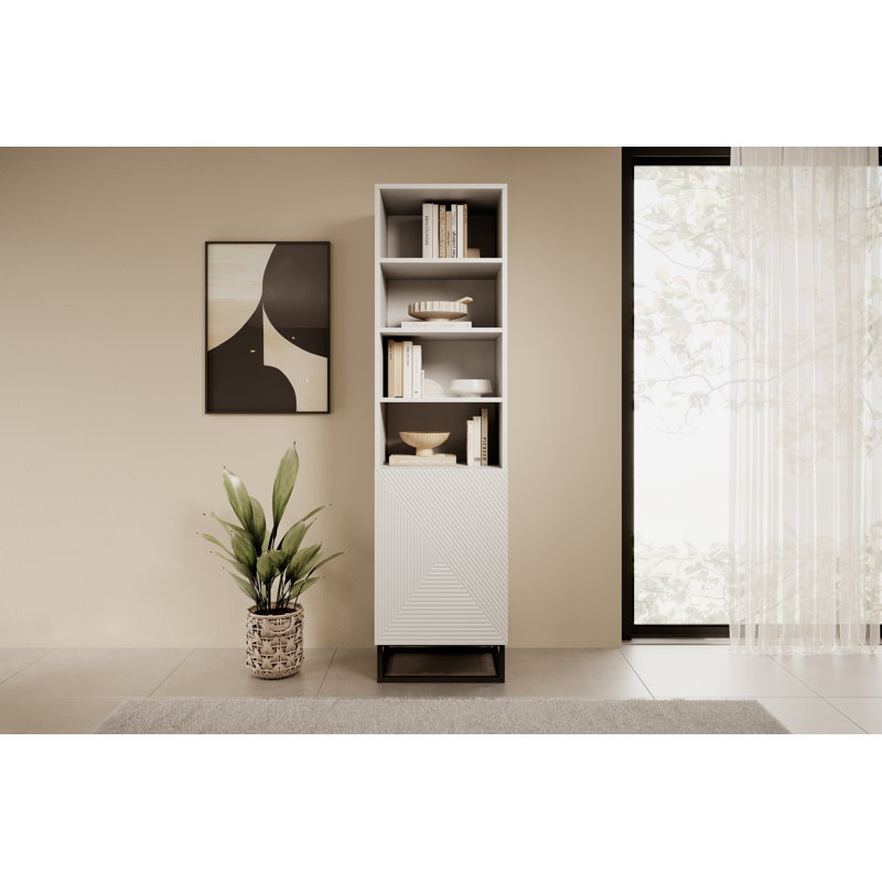 Azjon 190cm H x 50cm W Standard Bookcase, White Matte