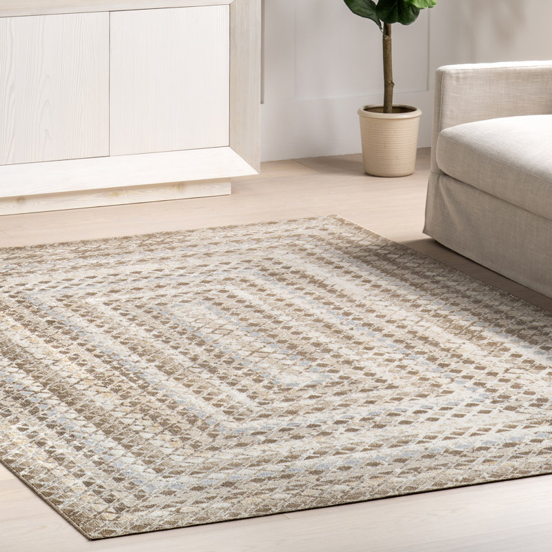 Eckhart Geometric Machine Washable Runner Rug for Living Room Bedroom Dining Room Entryway Hallway Kitchen, Rectangle 4' x 6'