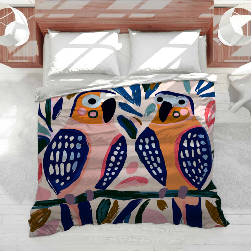 Édredon perroquet literie animaux tropical, Édredon simple