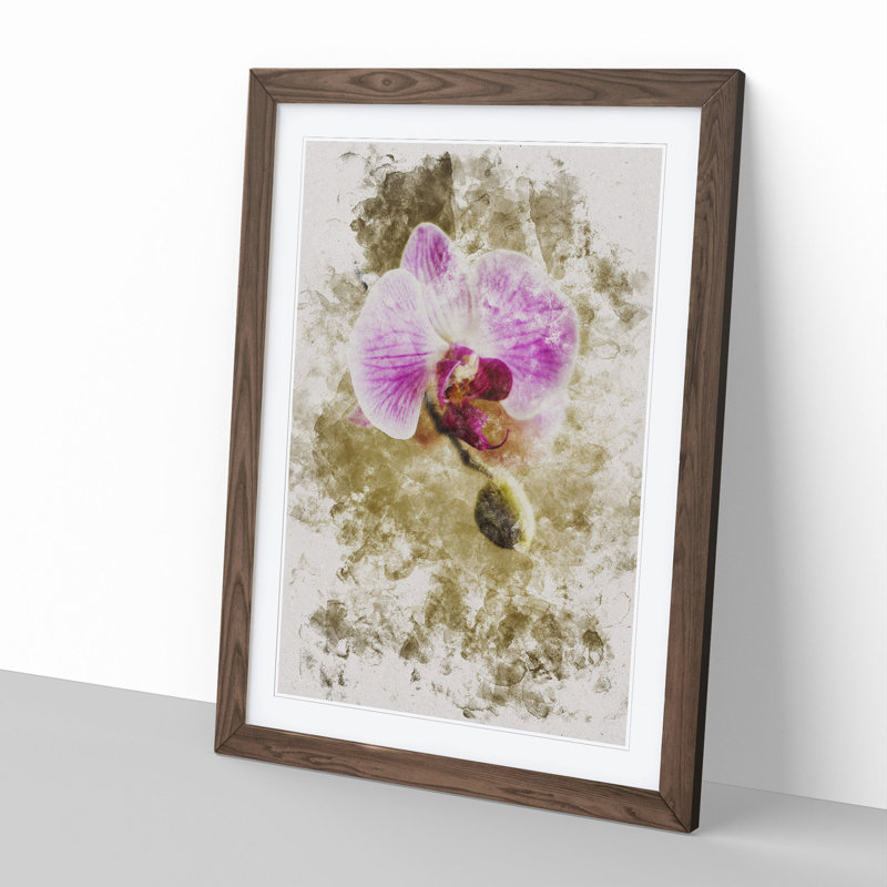Orchid Flowers Vol.6 - Picture Frame Painting, 65cm H x 48cm W x 2cm D, Walnut Framed