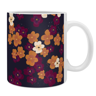 Grande tasse à café à fleurs pensées