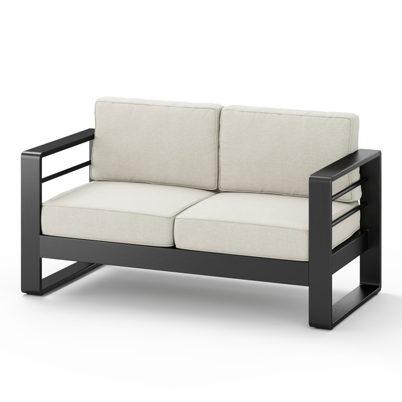 Lobianco 56.8'' Wide Rectangle Loveseat with Cushions, Beige