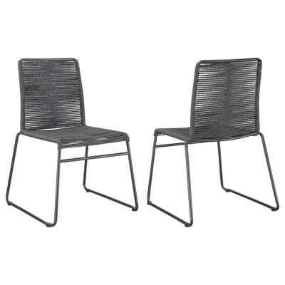 Charcoal Woven Rope Stackable Side Chair (Set of 2)