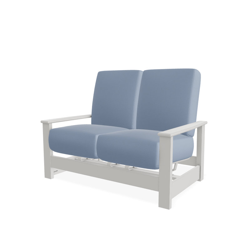 Leeward 56.5'' Wide Loveseat with Cushions, Canvas Air Blue Sunbrella® Canvas, Snow