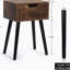 Ensemble de 2 tables d'appoint en bois de style Mid-Century, table de bout avec 1 tiroir de rangement, table de chevet pour le salon de la chambre à coucher, brun rustique et noir