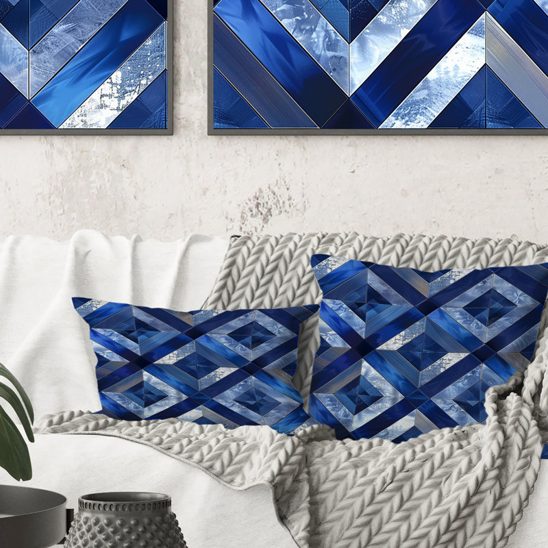 Blue Modern Rhombus I - Coussin lombaire moderne