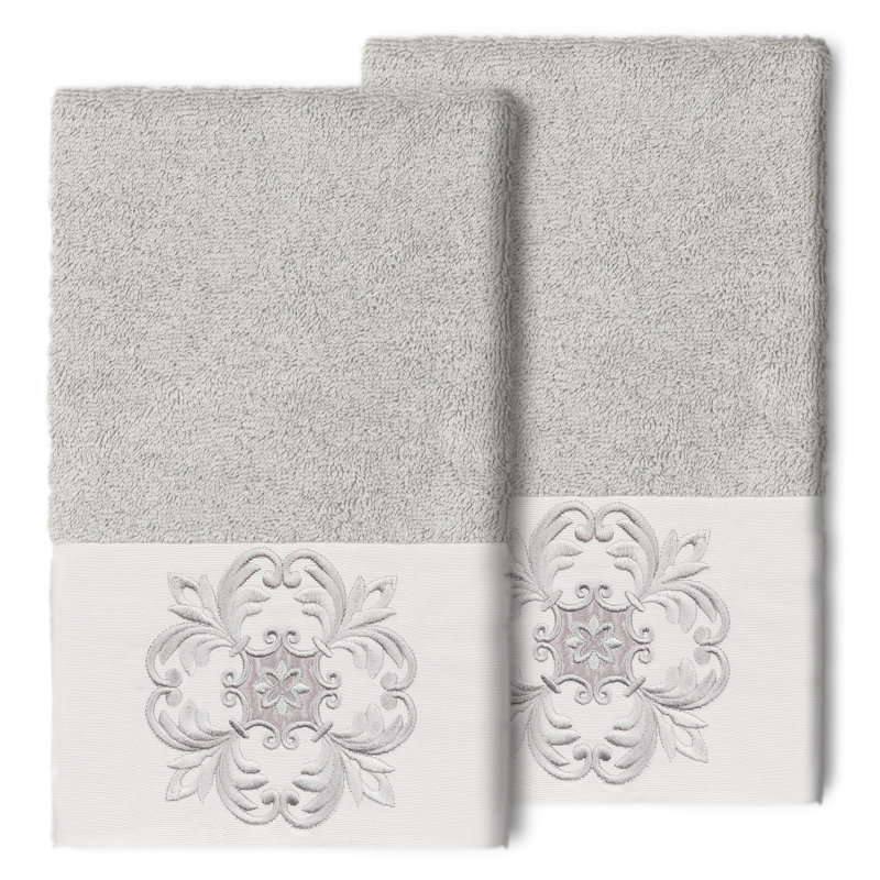 ALYSSA Turkish Cotton Hand Towel, Light Gray